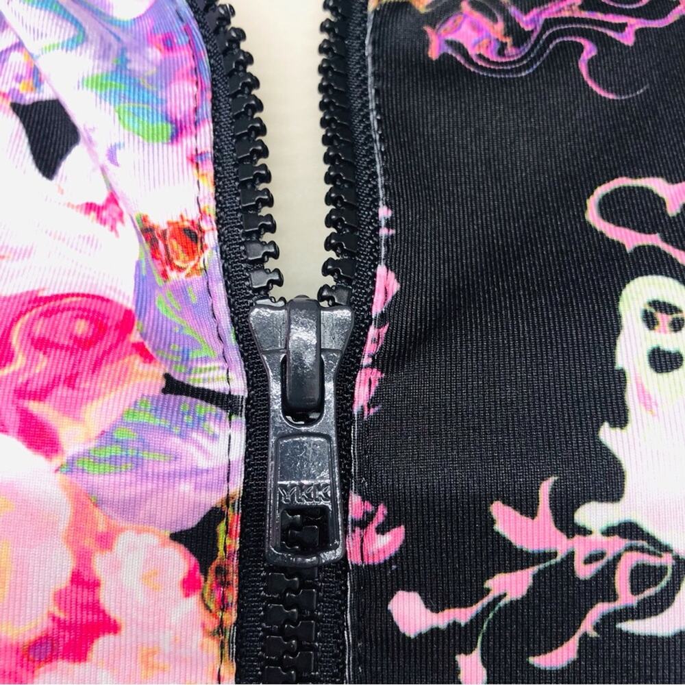 Cynthia Rowley Floral Black Zip Front Jacket Sporty Athletic Stylish - Picture 12 of 16